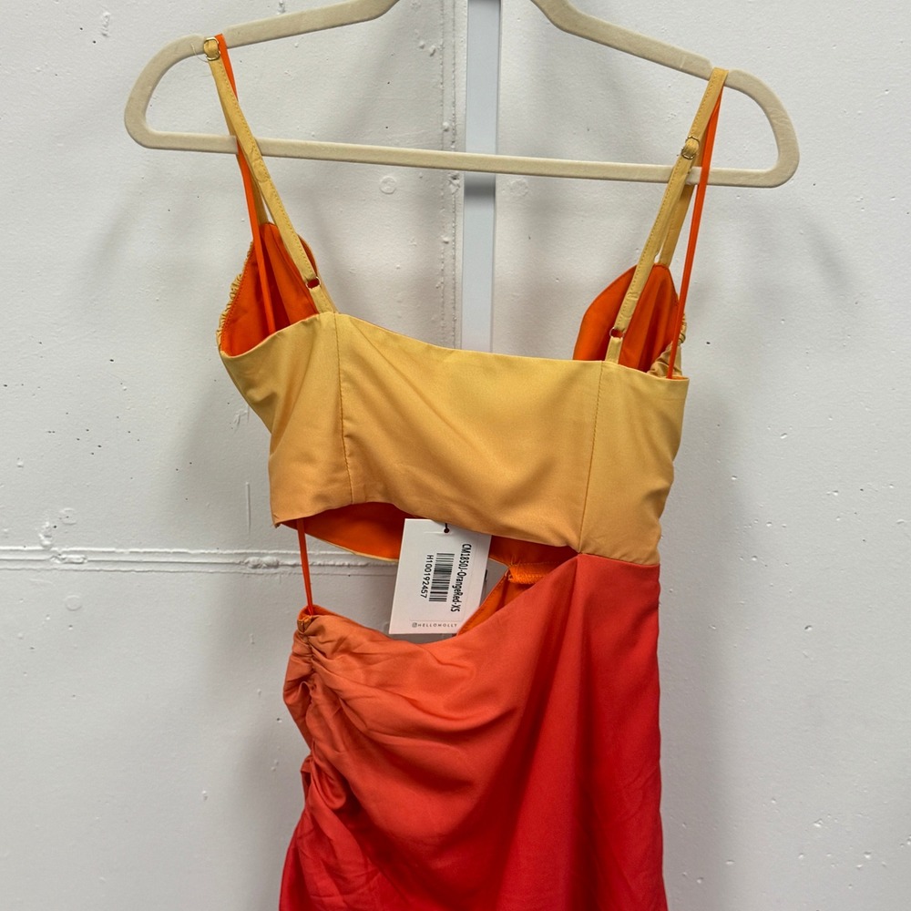 NWT Hello Molly Twin Flame Midi Dress Slit Ombre Yellow Orange Sz 2 Summer Party - Picture 6 of 10